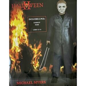 Michael Myers Halloween II Costume Size Large Ages 12-14 Mask & Jumpsuit NEW